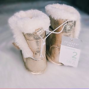 Primark Gold Baby Fur Boots